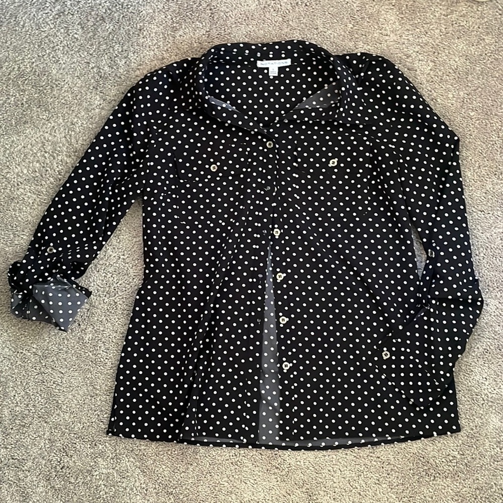 Polka Dot Button Down Blouse